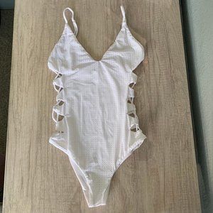 San Lorenzo Hawaii Mesh 2.0 Moon Side Lace Up One Piece in White XS
